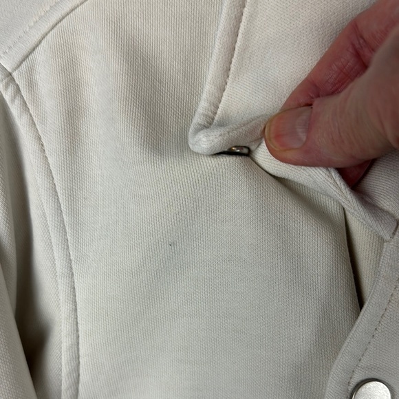 ANTHROPOLOGIE MOTO jacket Sz M CREME COLOR NWOT ZIPPERS SNAPS COTTON/poly blend - Picture 5 of 16